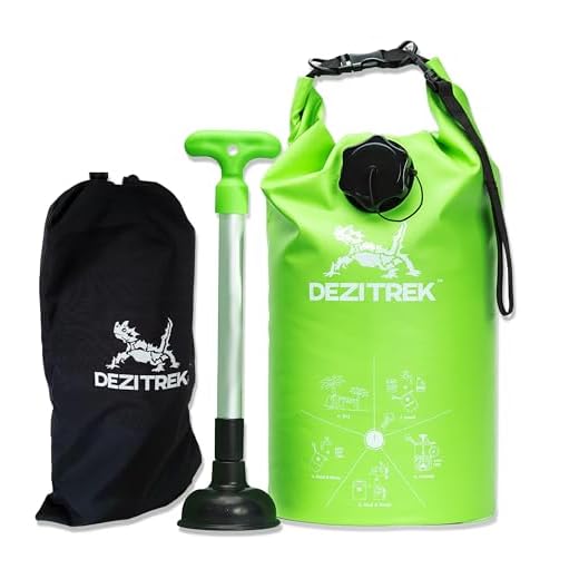 Dezitrek All in One Hand Wash Bag and Plunger Set - Off Grid Washing Machine Non Electric for Camping Travel | Eco Friendly Portable Manual Clothes Washer Laundry Bag for RV's (Medium)