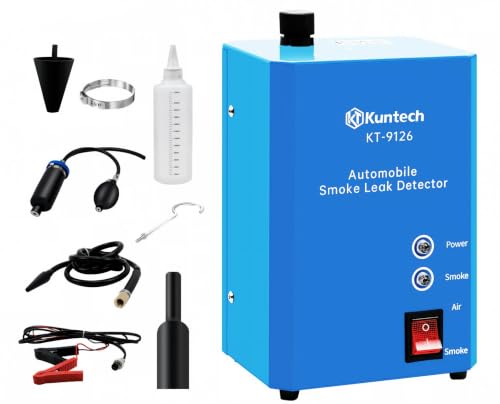 Kuntech Automotive Smoke Leak Detector Kit EVAP System Leak Tester with Full Accessories Universal Pipe Leakage Diagnostic Tool for 12V Vehicles Leak Detector