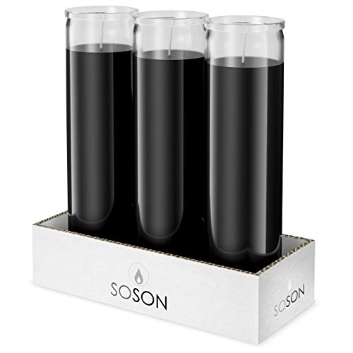 SIMPLY SOSON 2x8 Black Candles in Glass 3 Pack – 90 Hours | Prayer Candles in Glass Meditation Candles Religious Candles | Church Candles Memorial Candles Emergency Candles Long Burning Velas Blancas SIMPLY SOSON 2x8 Black Candles in Glass 3 Pack – 90 Hours | Prayer Candles in Glass Meditation Candles Religious Candles | Church Candles Memorial Candles Emergency Candles Long Burning Velas Blancas