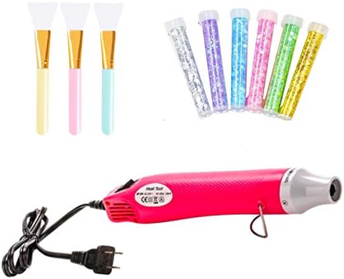 Wellshine Bubble Buster Tool for Making Epoxy Glitter Tumblers, Mini Portable Heat Gun for DIY Acrylic Resin Cups Tumblers Embossing Shrink Wrapping Paint Drying Crafts Electronics DIY (Pink)