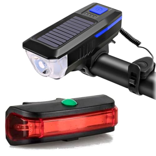 Kit Completo De Iluminação Para Bicicleta Com Luz Traseira De Segurança E Farol De Guidão Verde De A