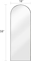 Vista 3 de Espejo arqueado de longitud completa, espejo de suelo con soporte, espejo grande de 18 x 58 pulgadas, espejo de pared de longitud completa, espejo
