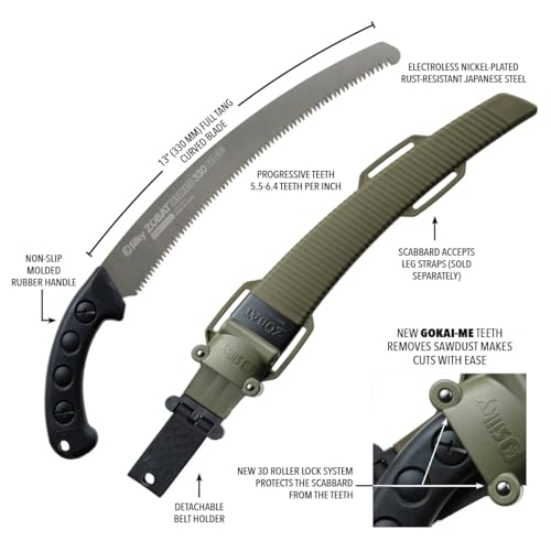 Silky Handsäge Zübat Ultimate Professional 330mm 7,5-6,5 Zähne/30mm gebogen | neuer Gokai-Me-Verzahnung | Abmessungen: 510 x 130 x 45 mm |