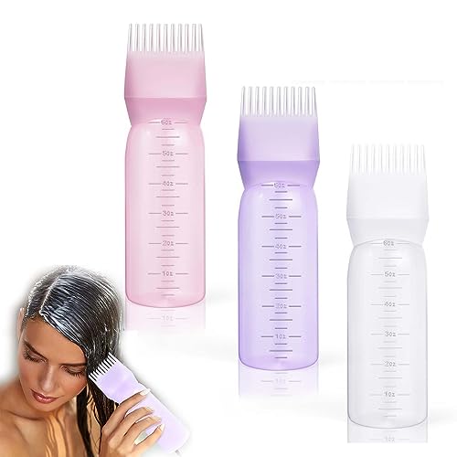 FCSNJH 3 Farben Applikator Flasche Haare, 160 ml Öl Applikator Haare, Hair Oiling Bottle, Kopfhaut Öl Applikator, Haaröl Applikator, Hair Oil Applicator Bottle, mit Fassungsvermögen Zum Haarfärben