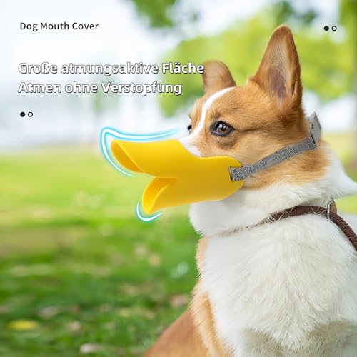 Vyloky Hundemaulkorb Anti-Biss Silikon Entenschnabel、Duck Mouth Shape Hund Maulkorb Anti-Ruf Maulkorb für Welpen Hunde (gelb (Farbe), M)