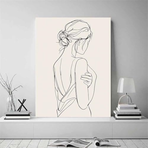 Dessins féminins au trait tableau cadre grand format multicolore - 2