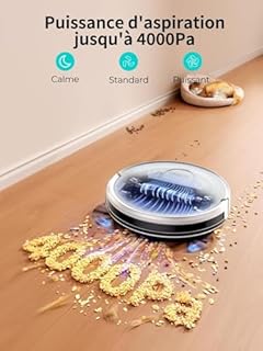 Airzeen Aspirateur Robot,4000PA Robot Aspirateur Laveur avec Nettoyage,Télécommande/Contrôle APP,Ultra Fin et Silencieux, Recharge Automatique,Adapté aux Poils d'animaux et aux Tapis
