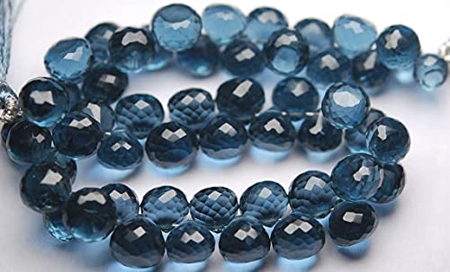 Quartz bleu de Londres briolette facettée 7-8mm pour créer un cadeau de bijoux fait main