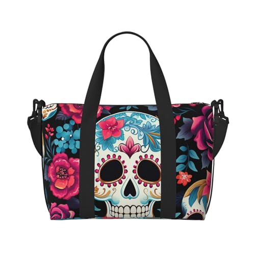 Sugar Skeleton Travel Duffel Bag Day of the Dead Carry On Tote Bag for Women Large Shoulder Weekender Overnight Bag Sports Gym Bag2