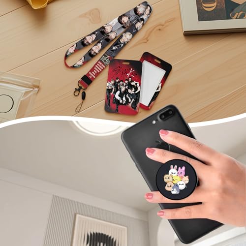 Kpop Szestaw Prezentowy dla Fanów, SKids Zestaw Upominkowy dla Fanów, Kpop Merch, 1 SKids Torba Sportowa STAY, 4 Bransoletki, 10 Broszek, 1 Breloczek do Kluczy, 1 Etui na Dowód Osobisty