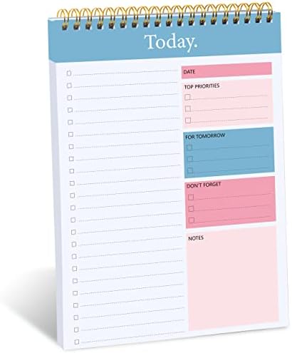 To Do List Notepad - Daily Planner Notepad Undated 52 Sheets Tear Off , 6.5" x 9.8" Checklist Productivity Organizer with Hourly Schedule for Tasks