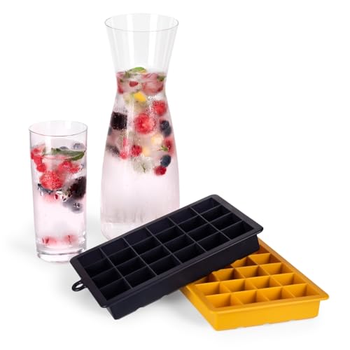 Foto von Blumtal Eiswürfelformen Silikon 2x24er - Eiswürfelform - Silikon Eiswürfelform für Eiswürfel 2,6 cm - 2 x Eiswürfelformen in M - BPA freier Ice Cube Maker 2x - Black Blue und Spicy Mustard