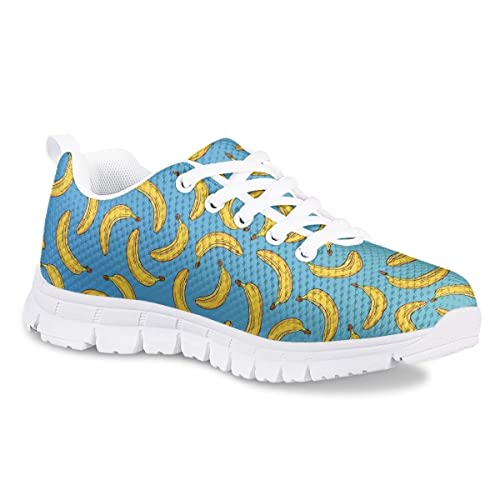 Girls Boys Cute Tennis Shoes Lightweight Soft Sport Sneakers Lace Up Lemon Butterfly Print Kids Running Shoes2