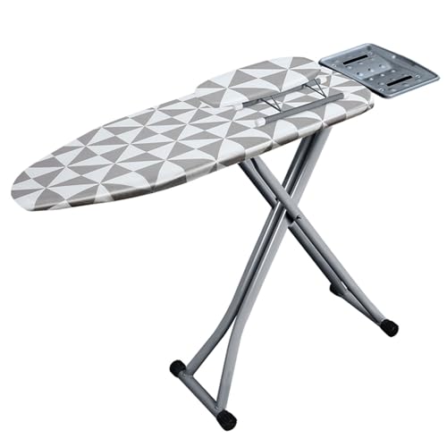 Ironing Board Full Size, Foldable Ironing Board with Heat Resistant Cover, Iron Rest and Non-Slip Legs, 6 Height Options (Color : Grey, Size : S)