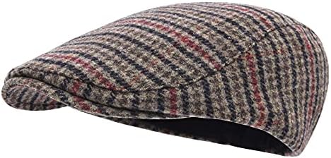 STARANCE Men's Flat Cap Wool Tweed Driving Cap Irish Newsboy Hat (Houndstooth Coffee)