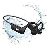 Mokeum Écouteurs à conduction osseuse, Bluetooth sans fil avec micro, écouteurs étanches pour le sport, la course, le cyclisme, la conduite, la randonnée, la gym (noir)