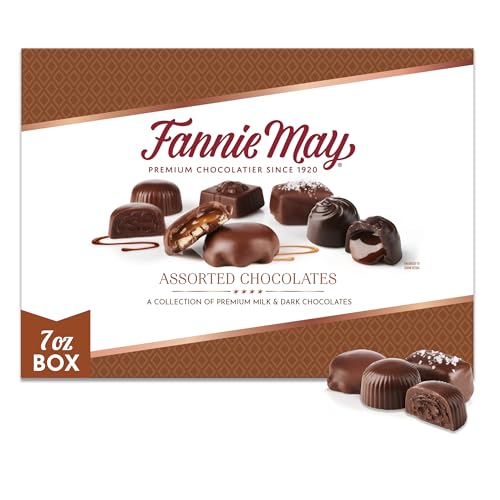 Fannie May, Milk and Dark Chocolate Holiday Gifts, Assorted Chocolates, Chocolate Gift Box, 7 oz