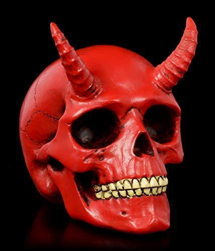 Figuren Shop Gmbh Red Figures Shop Gmbh Gothic Devil Skull With Horns - Demon | Fantasy Skull, Hand-Painted, Height 9 Cm