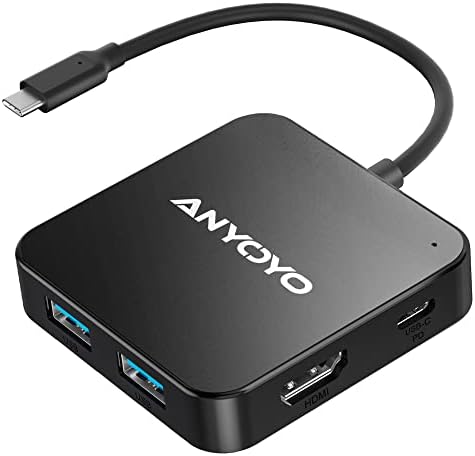 6 in 1 Adapter with 4K 30Hz HDMI, 100W PD, 3 USB A 3.0, 1 USB C for MacBook Pro/Air, Hub Multiport Adapter, Type C Hub for Laptops and Other USB C Devices, Lighter Dongle