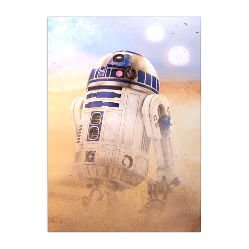 Displate Officiel Star Wars Poster Métallique Fixation Magnétique Licence Officielle Image Affiche de Haute Qualité R2D2 32x45cm