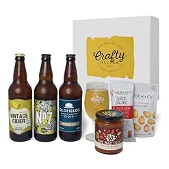 Buy the Crafty Nectar Hot Stuff Craft Cider Gift Box – Medium Dry Ciders with Tasting Glass, Spicy Chilli Chutney, BBQ Corn & Spiced Salami | Vegan & Gluten-Free Sparkling Drinks (3 x 500 ml) – Crafty Nectar
