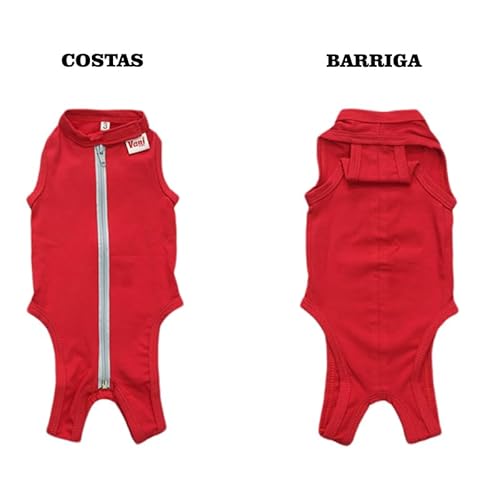 Roupa Cirúriga Pet Para Castração de Gato (Vermelho, 3)