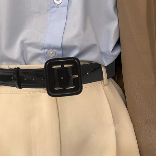 NOLITOY Patent Leather Wide Waist Seal for Women Fashionable Black Pu Belt for Coats Dresses and Casual Outfits3