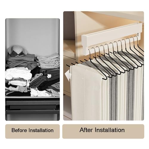 Porte-pantalons rétractable blanc coulissant de dressing 41cm