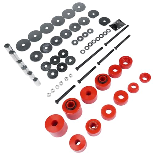 Body Mount Bushing Set Kit Replacement for Ford F-150 F-250 F-350 1980-1998 2WD 4WD Body Cab Mounts & Steel Sleeves & Hardware (Red) AKWH - Thumbnail 6