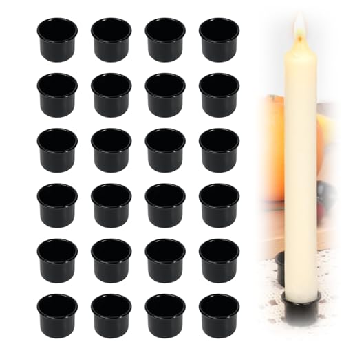 JiaHeHe 24 portacandele in metallo nero per candele a stelo da 22 mm, porta candela per decorazioni da tavolo, matrimoni, compleanni, Natale, feste e occasioni speciali