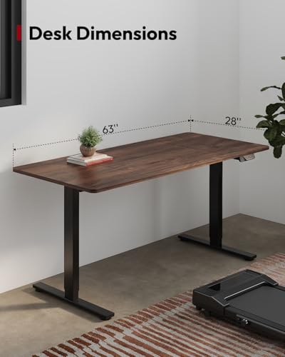 Image of SANODESK Dual Motor Electric Standing Desk 63 x 28 Inches, Height Adjustable Sit Stand Desk with Large Splice Board for Home Office, Computer Workstation, Study & Gaming, Black Frame /Black Walnut Top