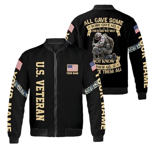 ThuhaTree Store Personalized Casual Bomber Jacket S-5XL, Veteran Bomber Jacket Men (Style 4, Nylon)
