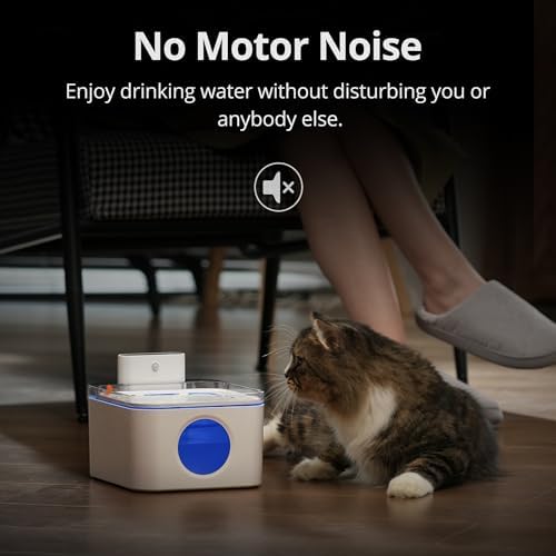 Petace Battery Operated Cat Water Fountain, 3L Wireless Cat Fountain for Drinking with 5200mAh Battery & PIR Sensor, Auto Pet Water Dispenser with Indicator Light