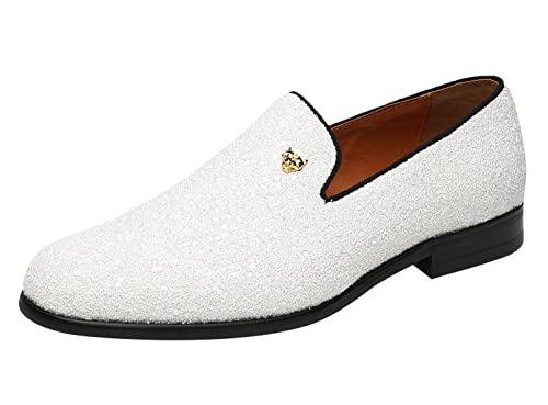 ELANROMAN Mens Dress Loafers Tuxedo Party Wedding Prom Shoes