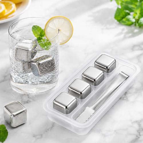 Set de cubos de acero inoxidable para hielo 4 piezas miniatura 1