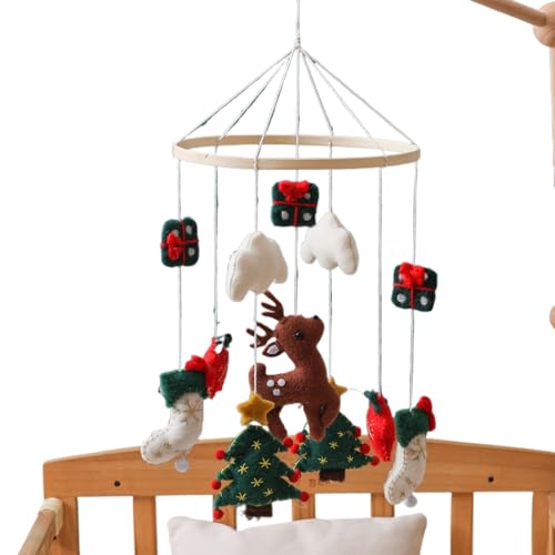 Eoixuqba Móvil de bebé para moisés – Cunas de Navidad móvil para cuna | Fieltro reno árbol de Navidad Decoración para habitación infantil niña