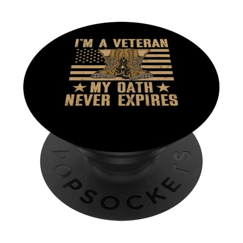 Drapeau américain « I Am A Veteran My Oath Never Expires Veteran Day » PopSockets PopGrip Adhésif