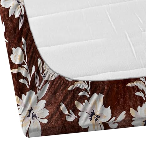 Image of Premium Elastic Fitted Warm bedsheets for Winter for Double Bed, Elastic Fitted Winter bedsheets for King Size Bed with 2 Pillow Covers, Size - 72 x 78 Inches (Brown)
