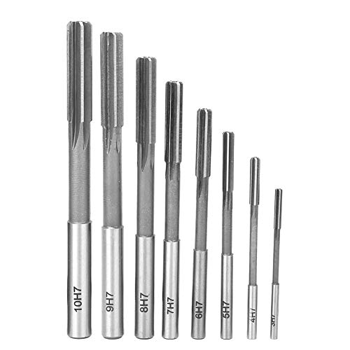 8Pcs Chucking Reamer Set Straight Shank High-Speed Steel H7 Reamer High Accuracy Reaming Tool Accessories 3/4/5/6/7/8/9/10mm