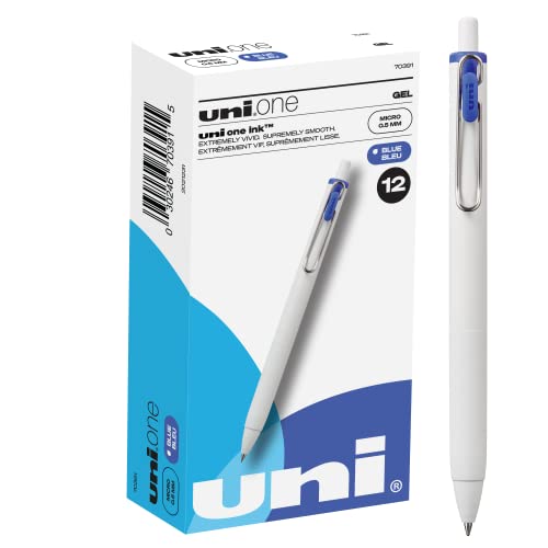Uni-Ball Uniball One Gel Pen, 12 Blue Pens, Micro Point 0.5Mm Gel Pens, Fine Point, Smooth Writing Pens, Home Office Supplies, Colored Pens, Ink Pens, Ballpoint Pens, Bulk Pens For Journaling #TOP23