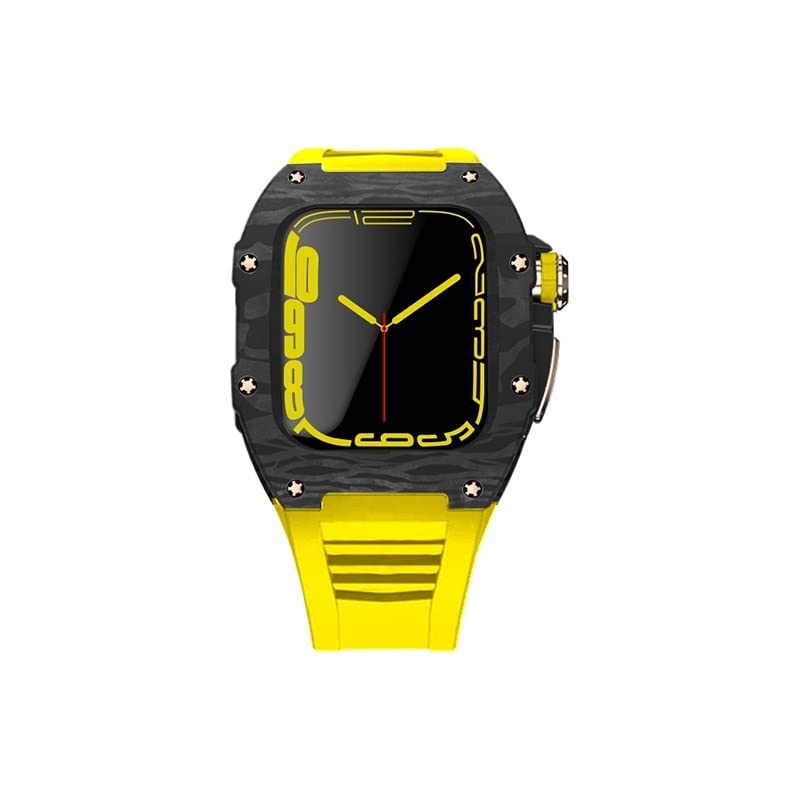 Boîtier Apple Watch 45 mm antichoc en carbone et titane avec bracelet caoutchouc fluoré