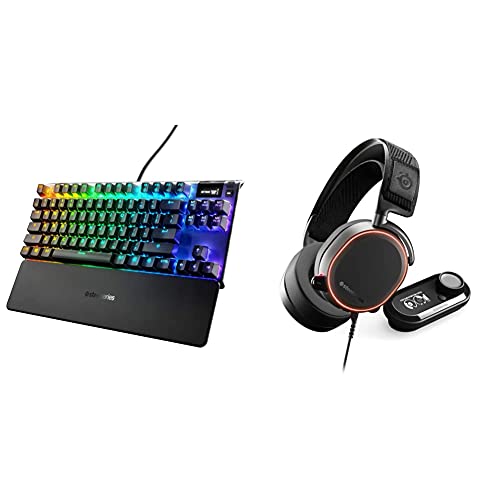SteelSeries Apex Pro TKL Mechanical Gaming Keyboard â Worldâs Fastest Mechanical Switches â OLED Smart Display â Compact Form Factor â RGB Backlit with Arctis Pro+ GameDAC Wired Gaming Headset