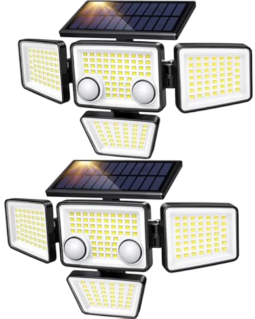 Solar Outdoor Lights 4 Heads Flood Wall Light