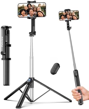 Fuloview 67โ Selfie Stick Tripod for iPhone, Lightweight Travel Phone Tripod with Wireless Remote, Extendable Cell Phone Stand for Photography, Video & Live Streaming โ Black
