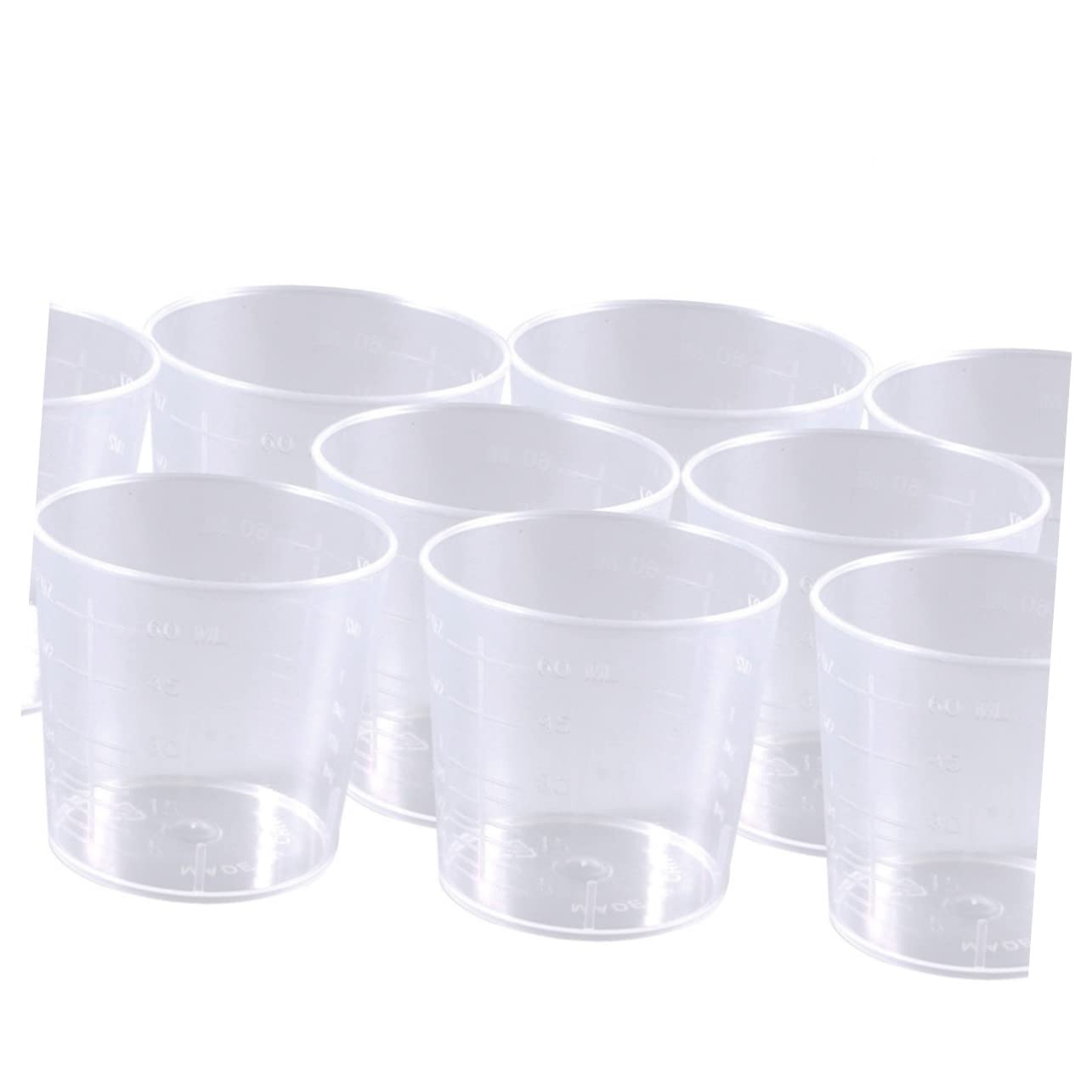 COLLBATH 60ml Liquid Measuring Cups 25pcs Plastic Graduation Beakers for Art Projects