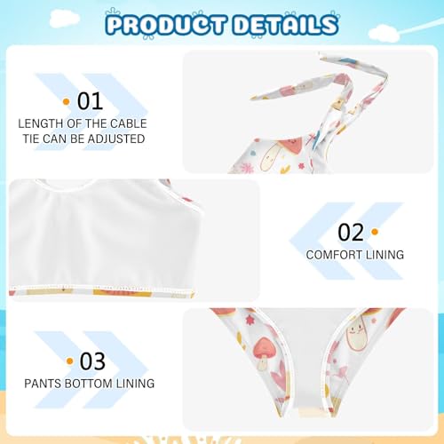 Trippy Mushrooms Rainbow Girls' Two Piece Kids Bikini Set Quick-Dry Swimsuits Swimwear Cute Shoulder Strap4