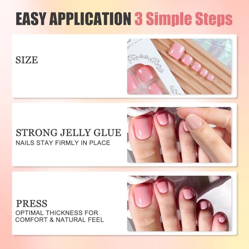 Ceboic 24 Stück Weinrot Falsche Fußnägel, 12 Größen Reine Farbe Glänzend Künstlich Zehennägel zum Aufkleben, Full Cover Acryl Falsche Zehennägel Kurze Quadratische Toe Nagel Tips für Damen Frauen