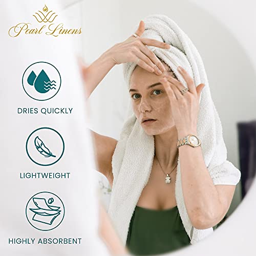 Pearl Linens Badetuch-Set, Baumwolle, 50,8 x 101,6 cm, weiß, leicht und sehr saugfähig, schnell trocknendes Handtuch-Set für Zuhause, Hotel, Spa, Fitnessstudio und Badezimmer, weißes Hotelhandtuch, 12 – Bild 4