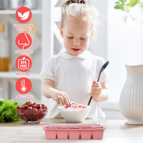 Ice Cube Tray with Lid, 3 Packs 45 Cubes, Silicone Ice Cube Mold Large Reusable Moulds and BPA Free for Whiskey, Cocktail, Drinks&Baby Food, Freezer, Souper(Purple+Pink+Green) - Image 3