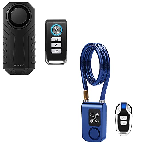 Wsdcam Bike Alarm Lock Universal Security Alarm Lock System Anti-Theft Vibration Alarm For Bicycle Motorcycle Door Gate Lock 110Db,31.49 Inch Cable Length cover